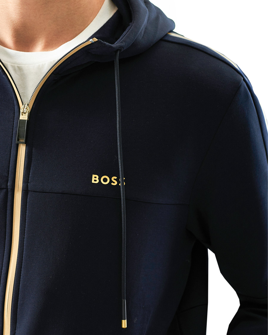 Men | Sweaters & Knitwear | BOSS GREEN | BOSS Athleisure Saggy Full Zip Hoodie Dark Blue