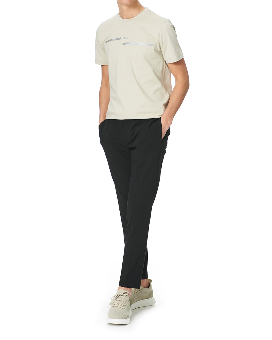 Men | T-Shirts | BOSS GREEN | BOSS Athleisure Taped Logo Crew Neck Tee Light Beige