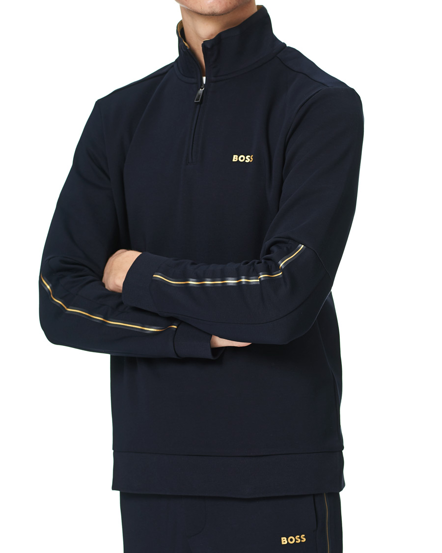 Men | Sweaters & Knitwear | BOSS GREEN | BOSS Athleisure Sweat Half Zip Dark Blue