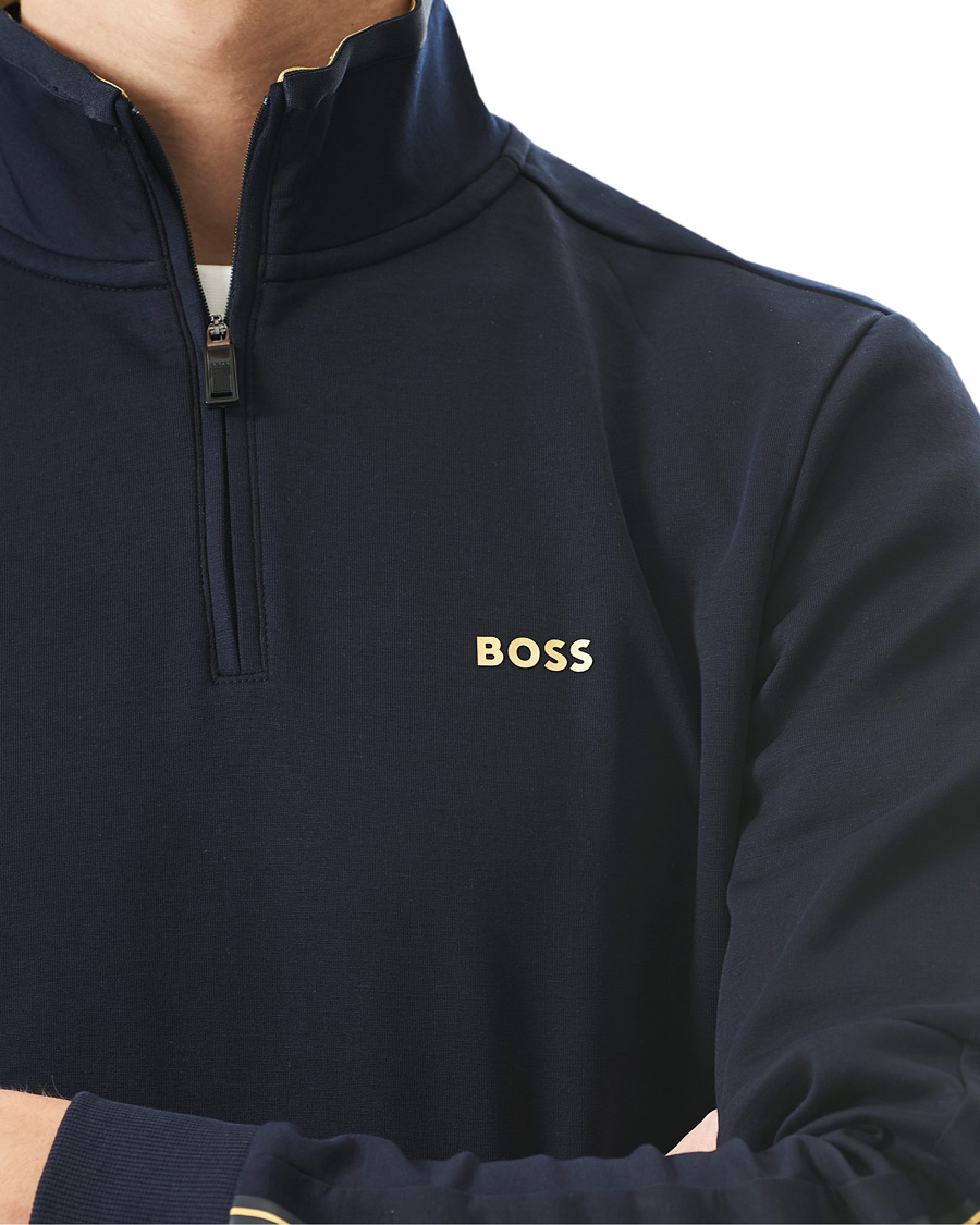 Men | Sweaters & Knitwear | BOSS GREEN | BOSS Athleisure Sweat Half Zip Dark Blue