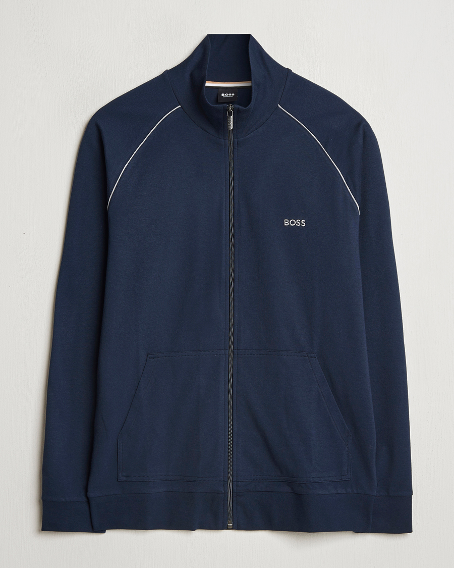 Men | Sweaters & Knitwear | BOSS BLACK | Mix & Match Full Zip Jacket Dark Blue