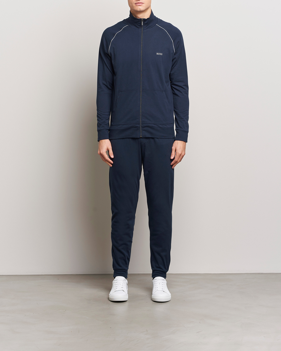 Men | Sweaters & Knitwear | BOSS BLACK | Mix & Match Full Zip Jacket Dark Blue