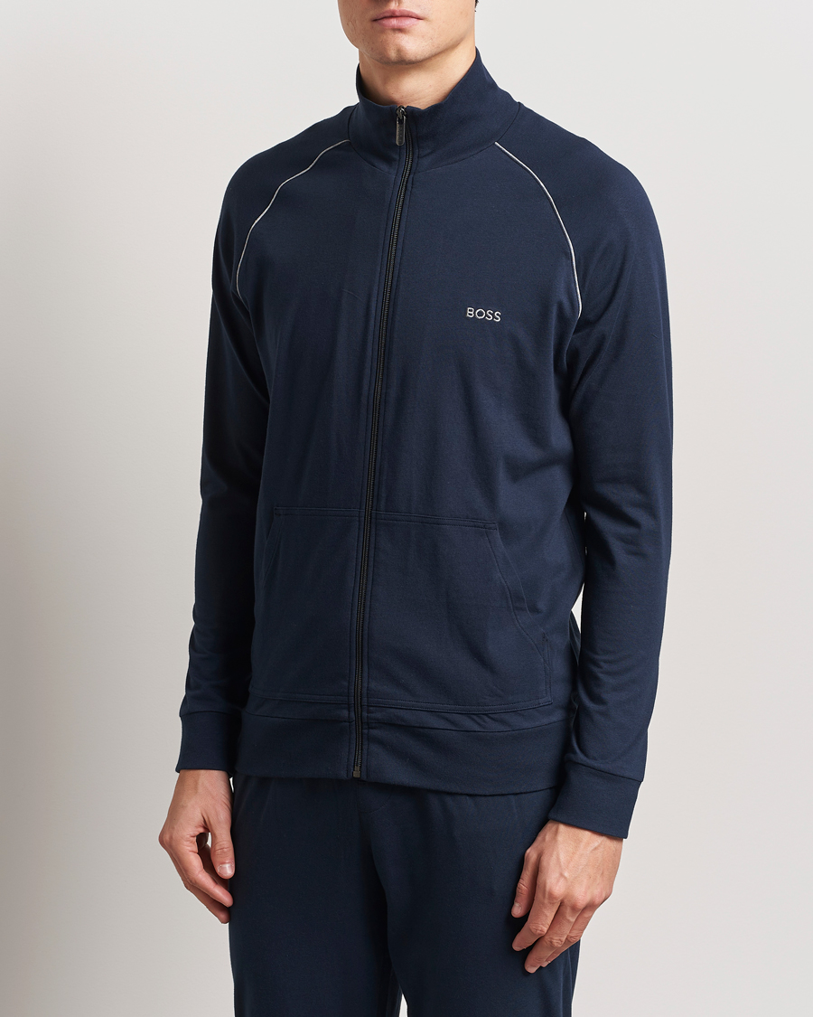 Men | Sweaters & Knitwear | BOSS BLACK | Mix & Match Full Zip Jacket Dark Blue