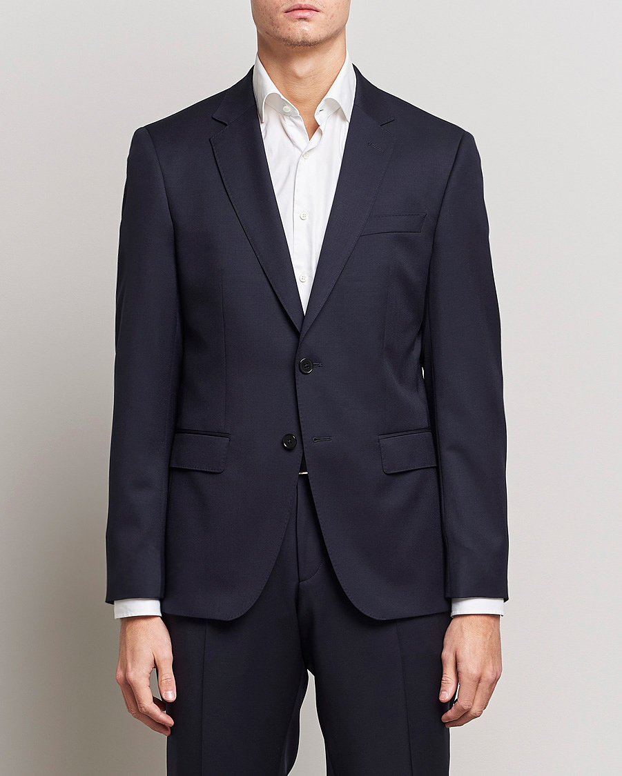 Men | Blazers | BOSS BLACK | Huge Slim Fit Wool Blazer Dark Blue