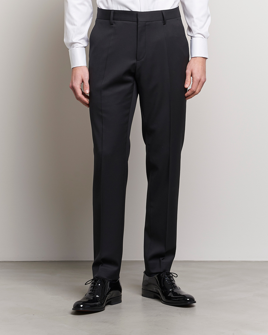 Men | Trousers | BOSS BLACK | Genius Slim Fit Wool Trousers Black