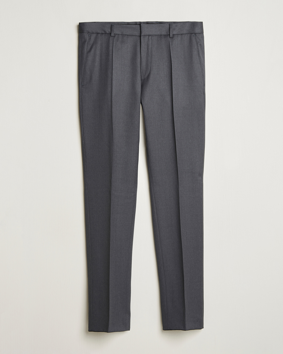 Men | Trousers | BOSS BLACK | Genius Slim Fit Wool Trousers Dark Grey