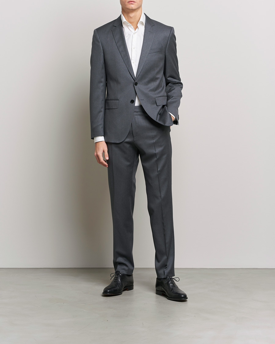 Men | Trousers | BOSS BLACK | Genius Slim Fit Wool Trousers Dark Grey