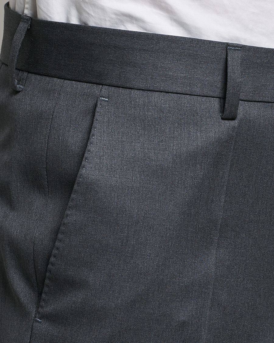 Men | Trousers | BOSS BLACK | Genius Slim Fit Wool Trousers Dark Grey