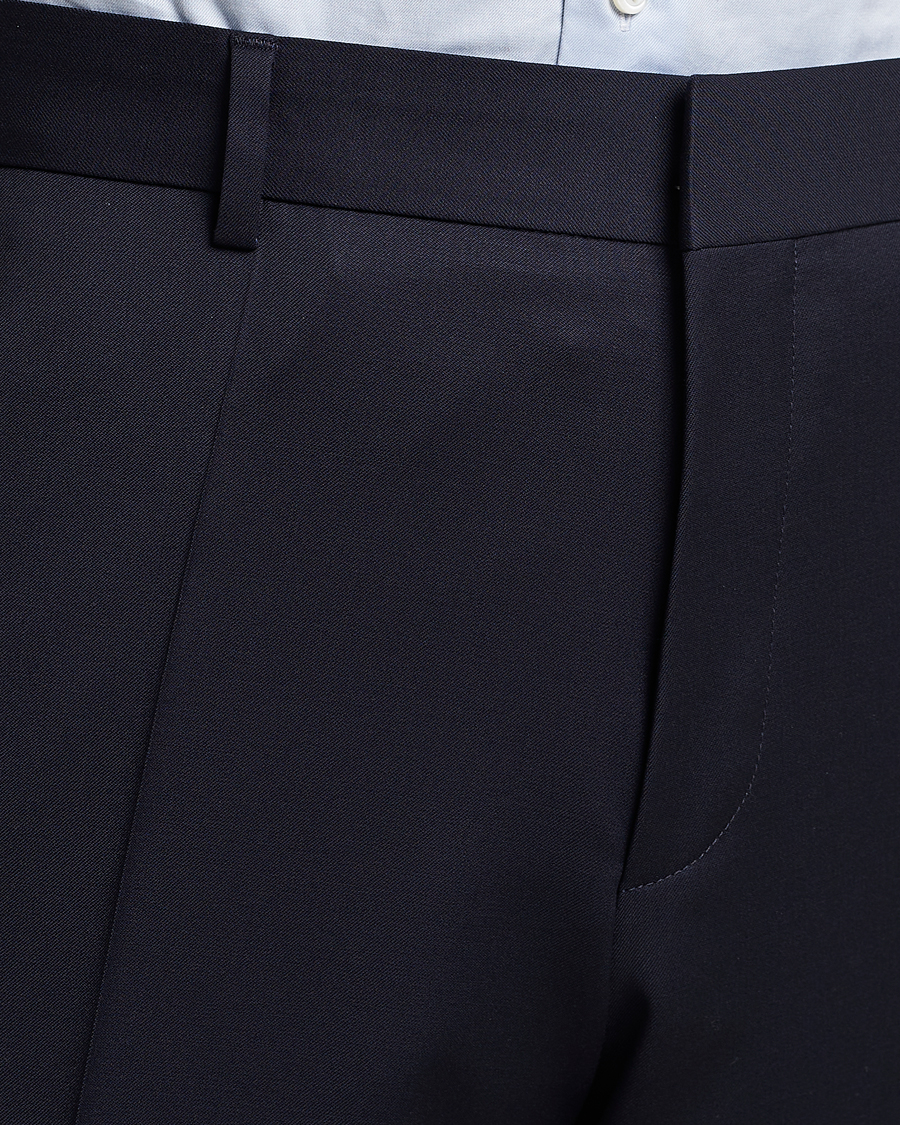 Men | Trousers | BOSS BLACK | Genius Slim Fit Wool Trousers Dark Blue