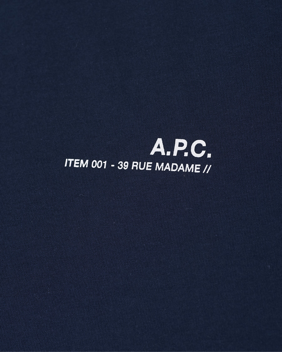 Men | T-Shirts | A.P.C. | Item Short Sleeve Tee Navy