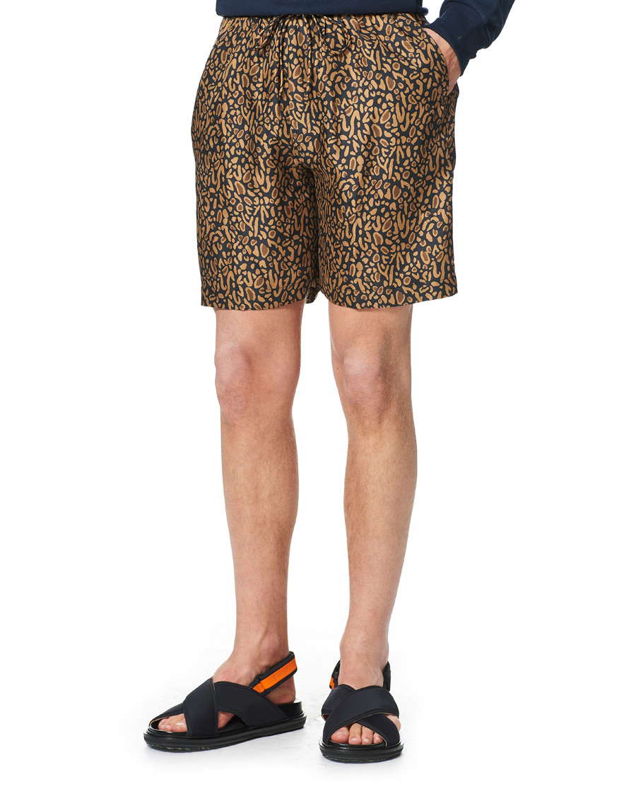 Men | Shorts | Nanushka | Printed Silk Drawstring Shorts Brown