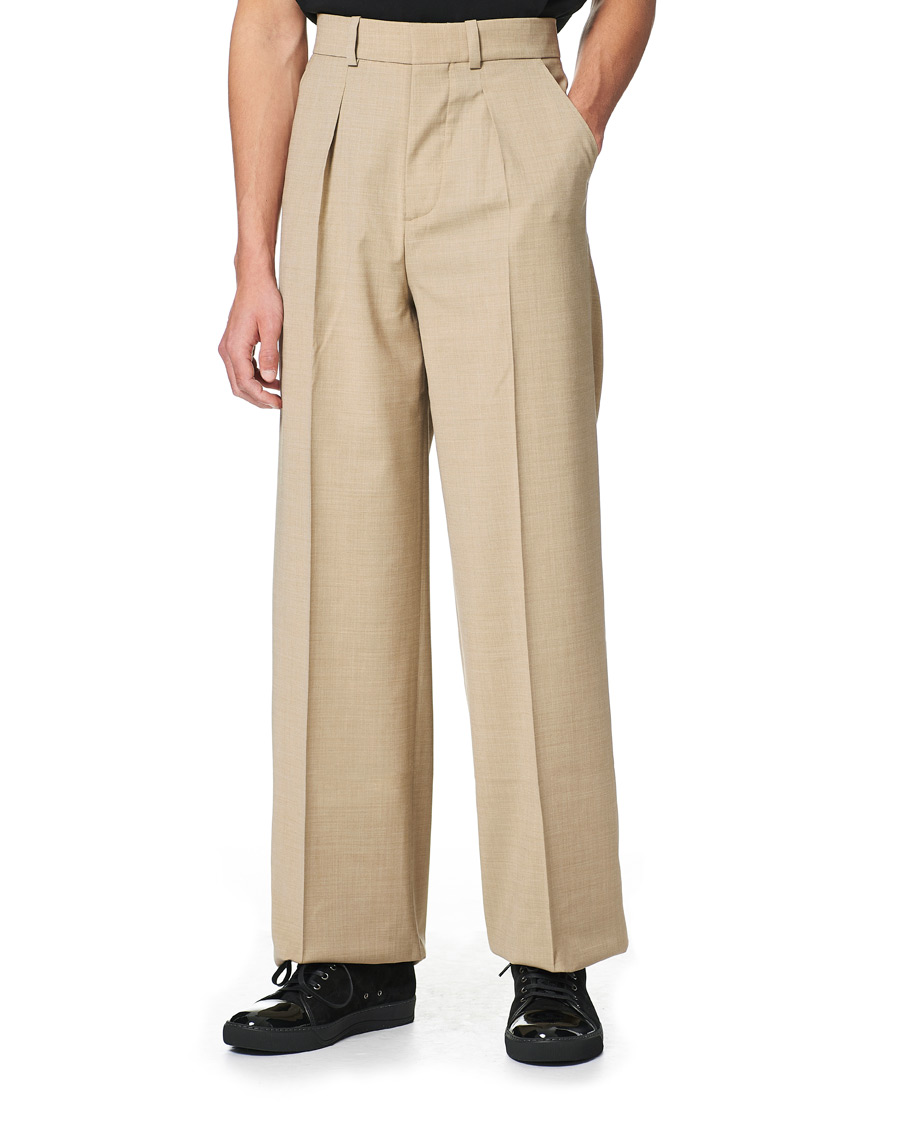 Men | Trousers | Nanushka | Pleated Wool Trousers Sand