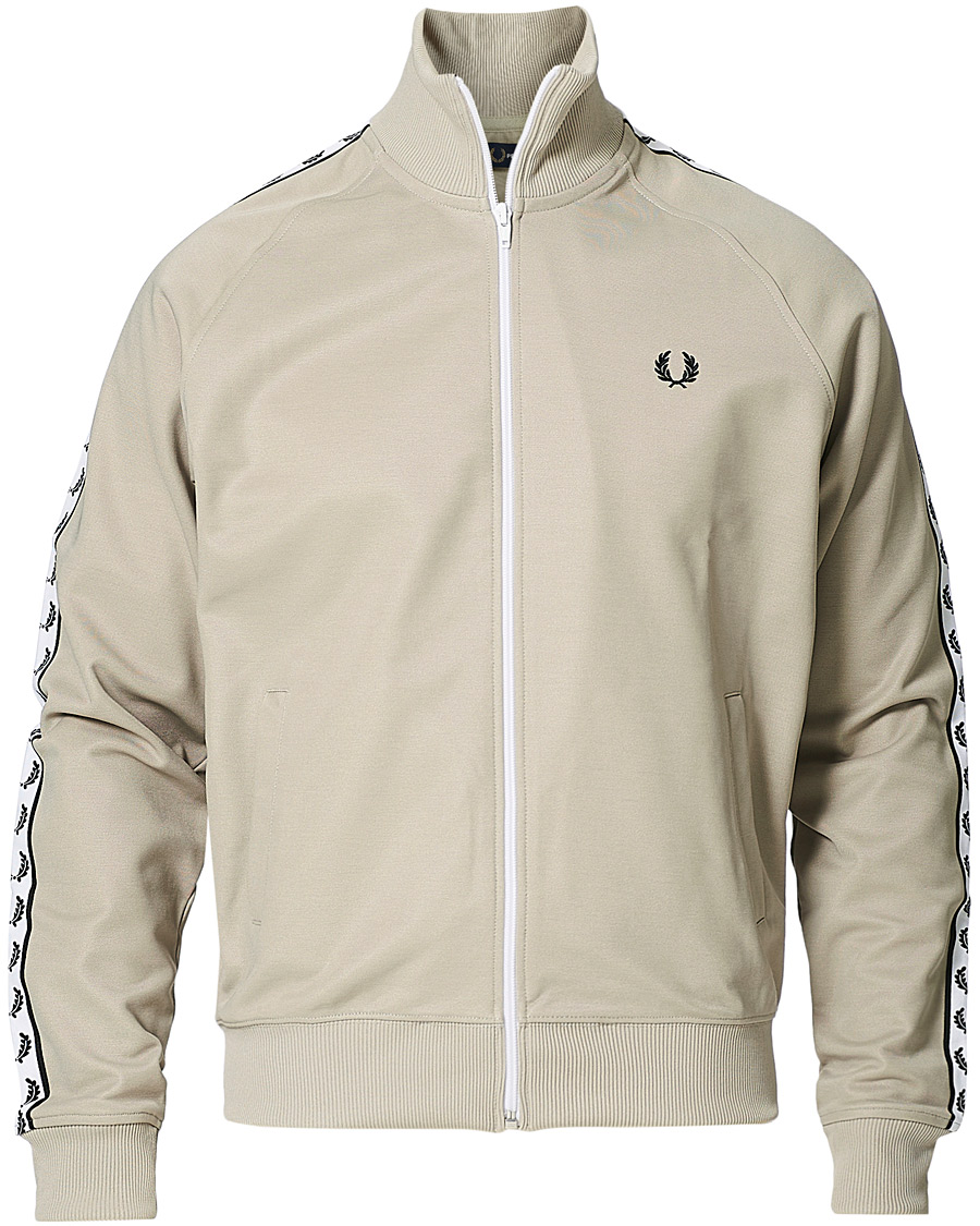 Men | Sweaters & Knitwear | Fred Perry | Taped Track Jacket Light Oyster