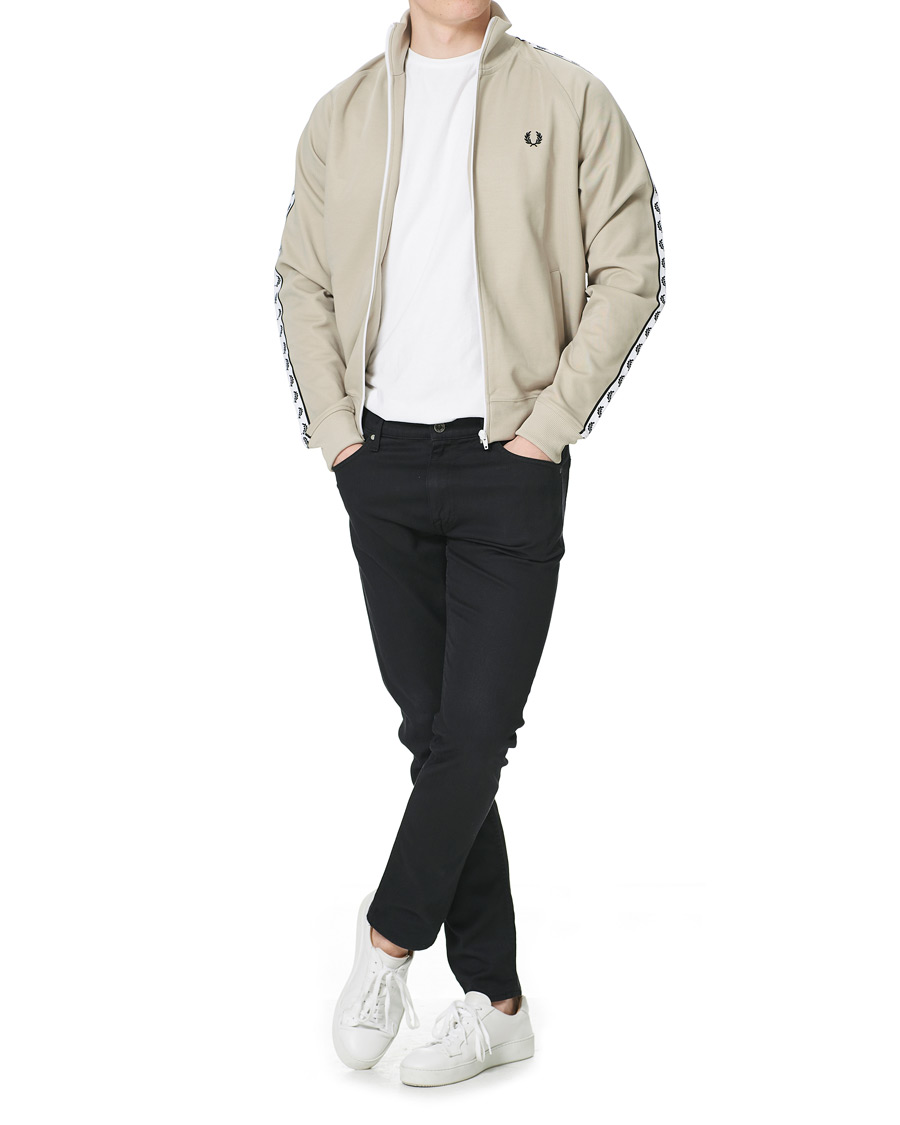 Men | Sweaters & Knitwear | Fred Perry | Taped Track Jacket Light Oyster