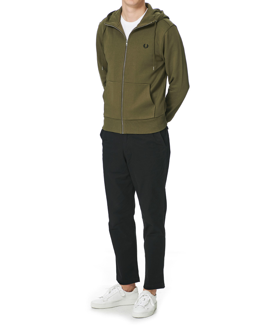 Men | Sweaters & Knitwear | Fred Perry | Hooded Zip Sweatshirt Military Green