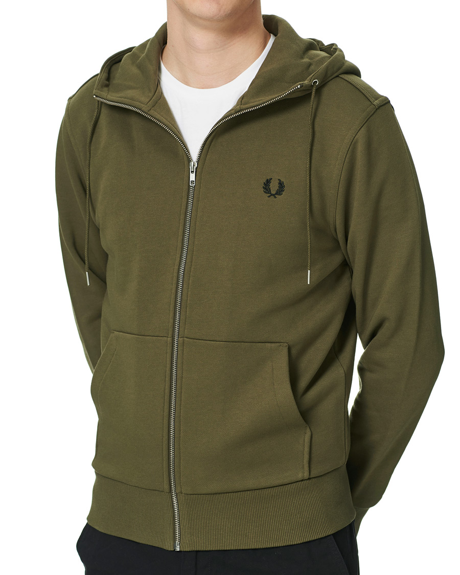 Men | Sweaters & Knitwear | Fred Perry | Hooded Zip Sweatshirt Military Green