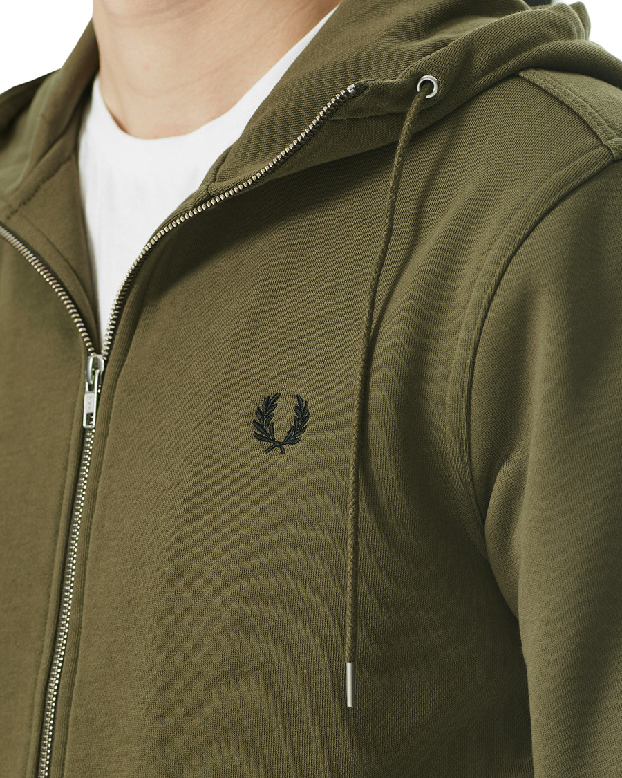 Men | Sweaters & Knitwear | Fred Perry | Hooded Zip Sweatshirt Military Green