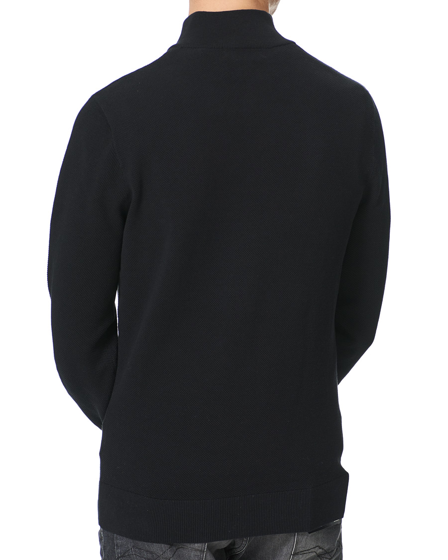 Men | Sweaters & Knitwear | Fred Perry | Pique Texture Half Zip Jumper Black