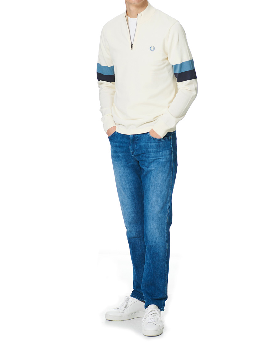 Men | Sweaters & Knitwear | Fred Perry | Funnel Neck Knitted Zip Jumper Ecru