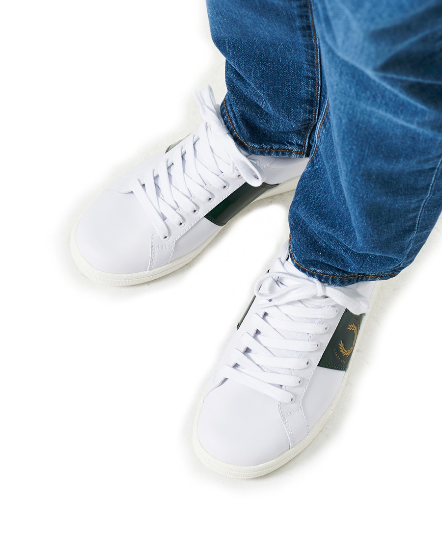 Men | Fred Perry B721 Leather Branded Sneaker White | Fred Perry | B721 Leather Branded Sneaker White