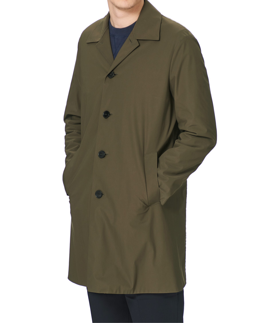 Men | Coats & Jackets | Harris Wharf London | Light Technic Mac Coat Moss Green