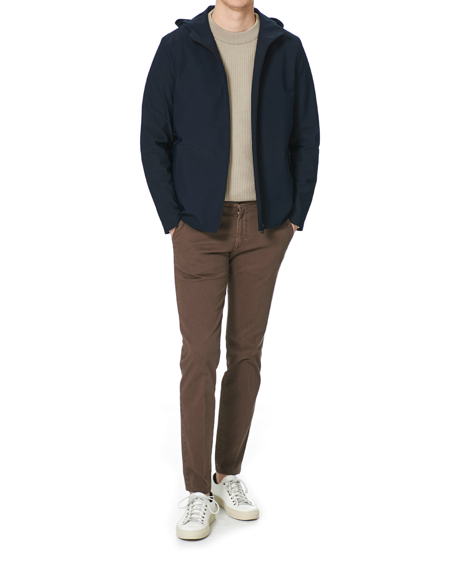 Men | Coats & Jackets | Harris Wharf London | Light Technic Hooded Jacket Dark Blue
