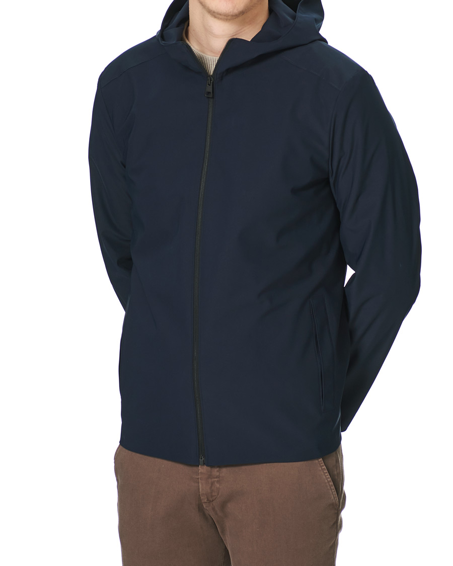Men | Coats & Jackets | Harris Wharf London | Light Technic Hooded Jacket Dark Blue
