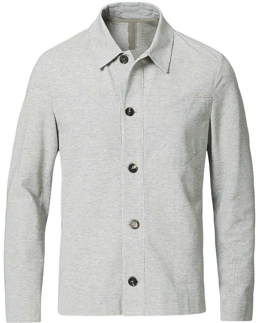 Men | Shirts | Harris Wharf London | Cool Max Seersucker Overshirt Light Grey
