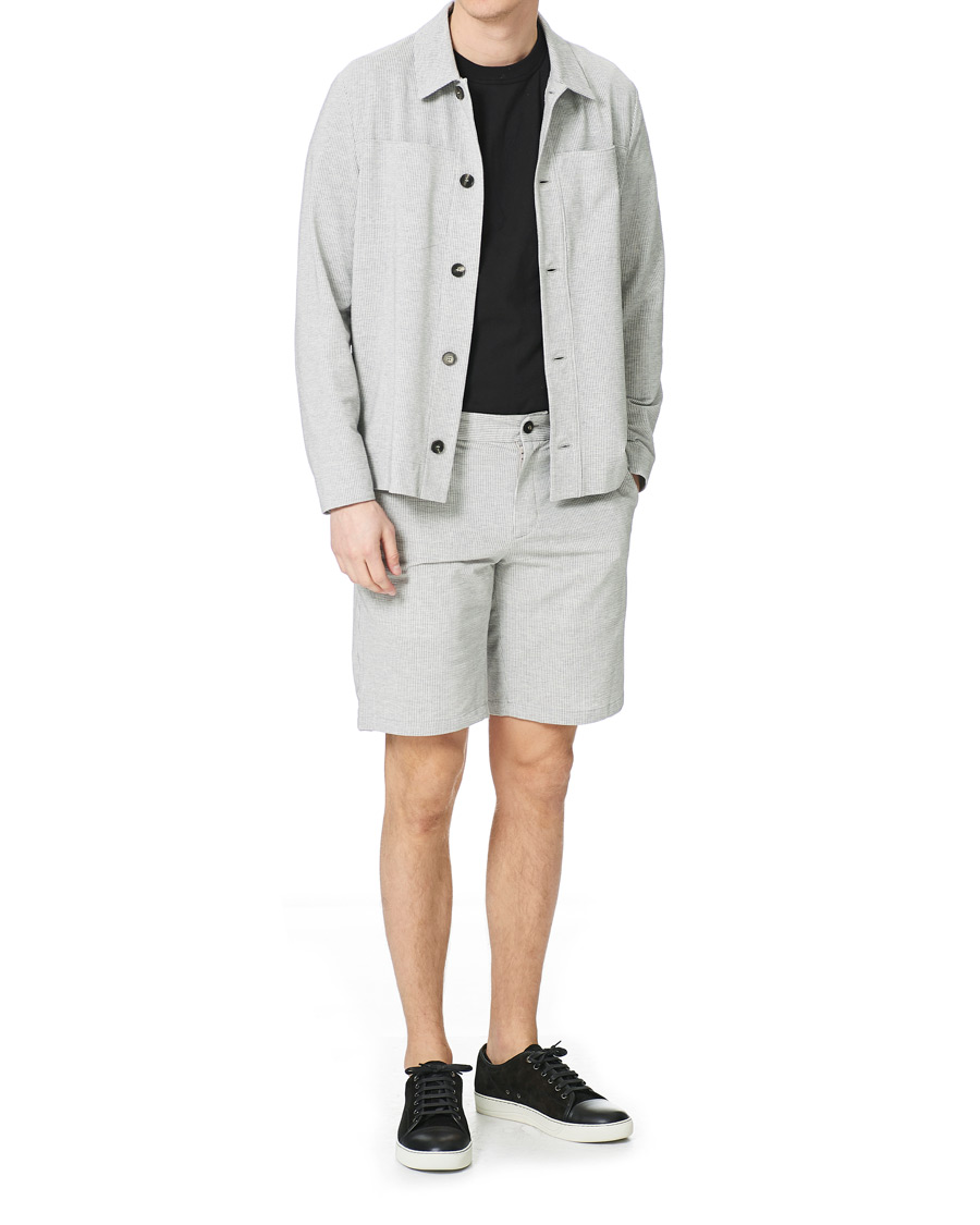 Men | Shirts | Harris Wharf London | Cool Max Seersucker Overshirt Light Grey