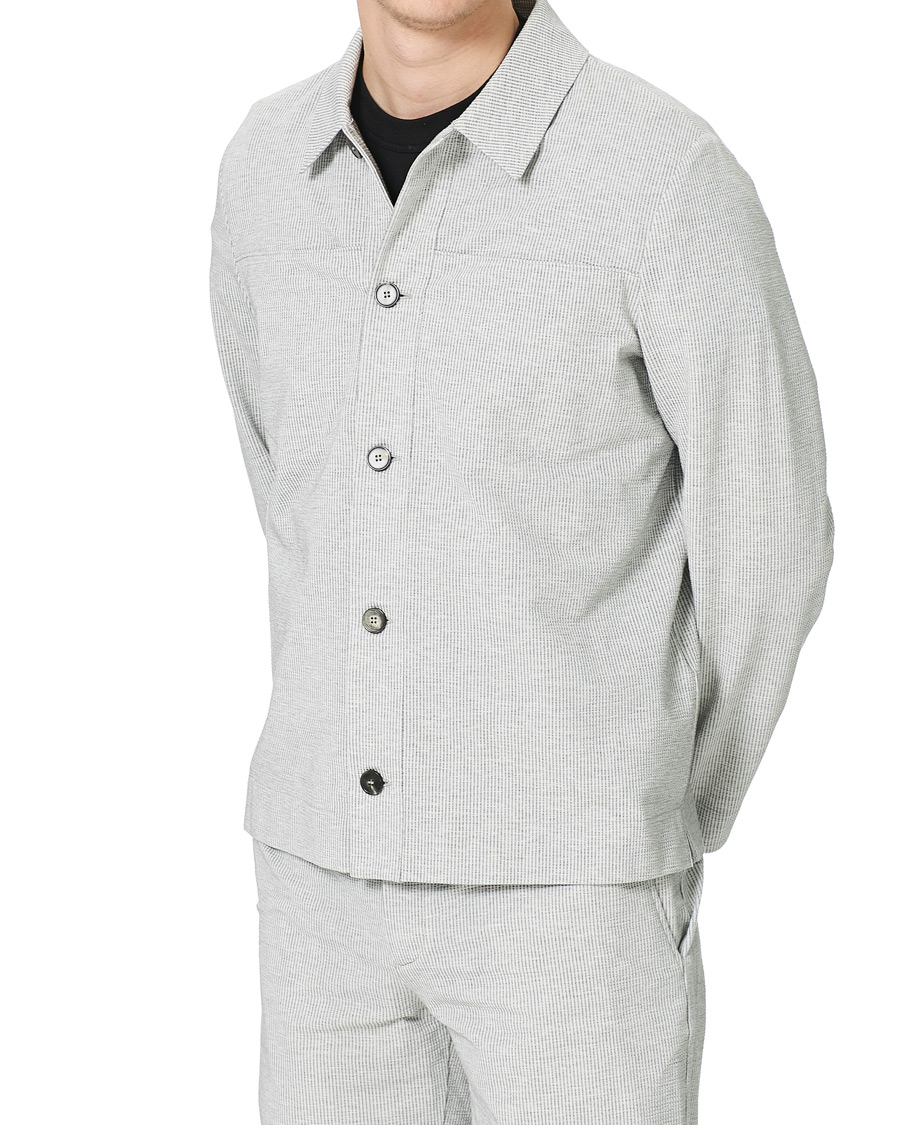 Men | Shirts | Harris Wharf London | Cool Max Seersucker Overshirt Light Grey