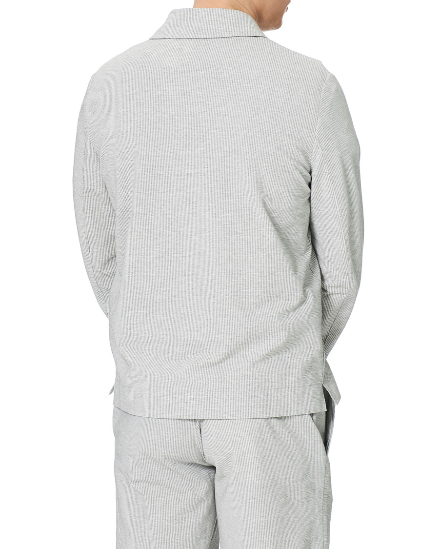 Men | Shirts | Harris Wharf London | Cool Max Seersucker Overshirt Light Grey