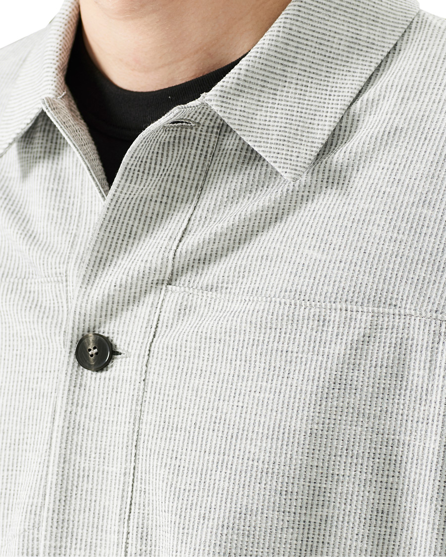 Men | Shirts | Harris Wharf London | Cool Max Seersucker Overshirt Light Grey