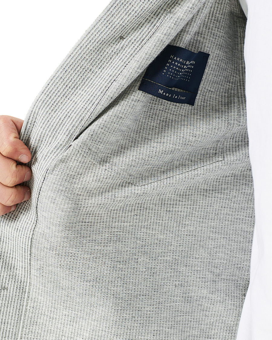 Men | Shirts | Harris Wharf London | Cool Max Seersucker Overshirt Light Grey