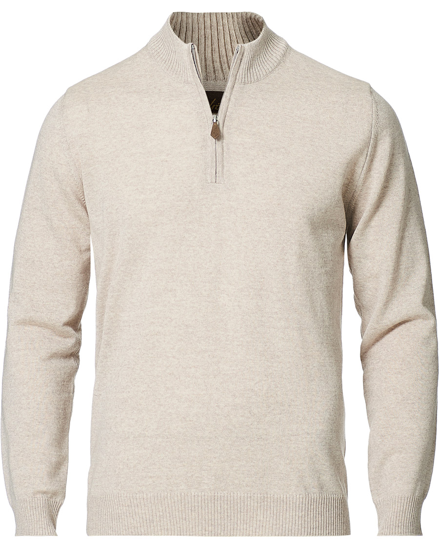 Men | Sweaters & Knitwear | Stenströms | Merino Half-Zip Beige