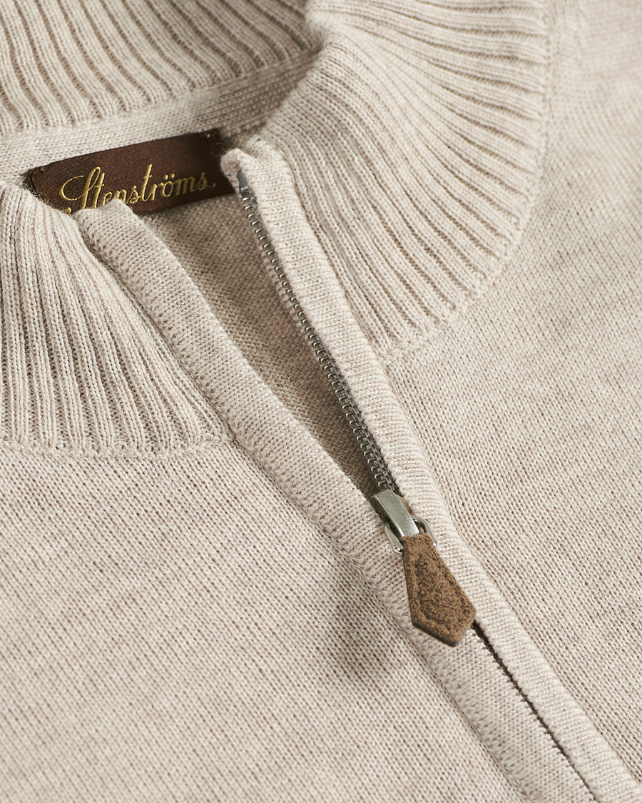 Men | Sweaters & Knitwear | Stenströms | Merino Half-Zip Beige