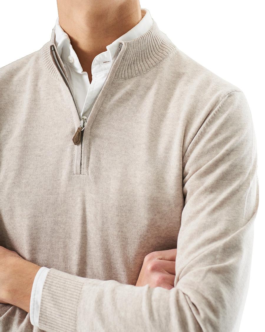Men | Sweaters & Knitwear | Stenströms | Merino Half-Zip Beige