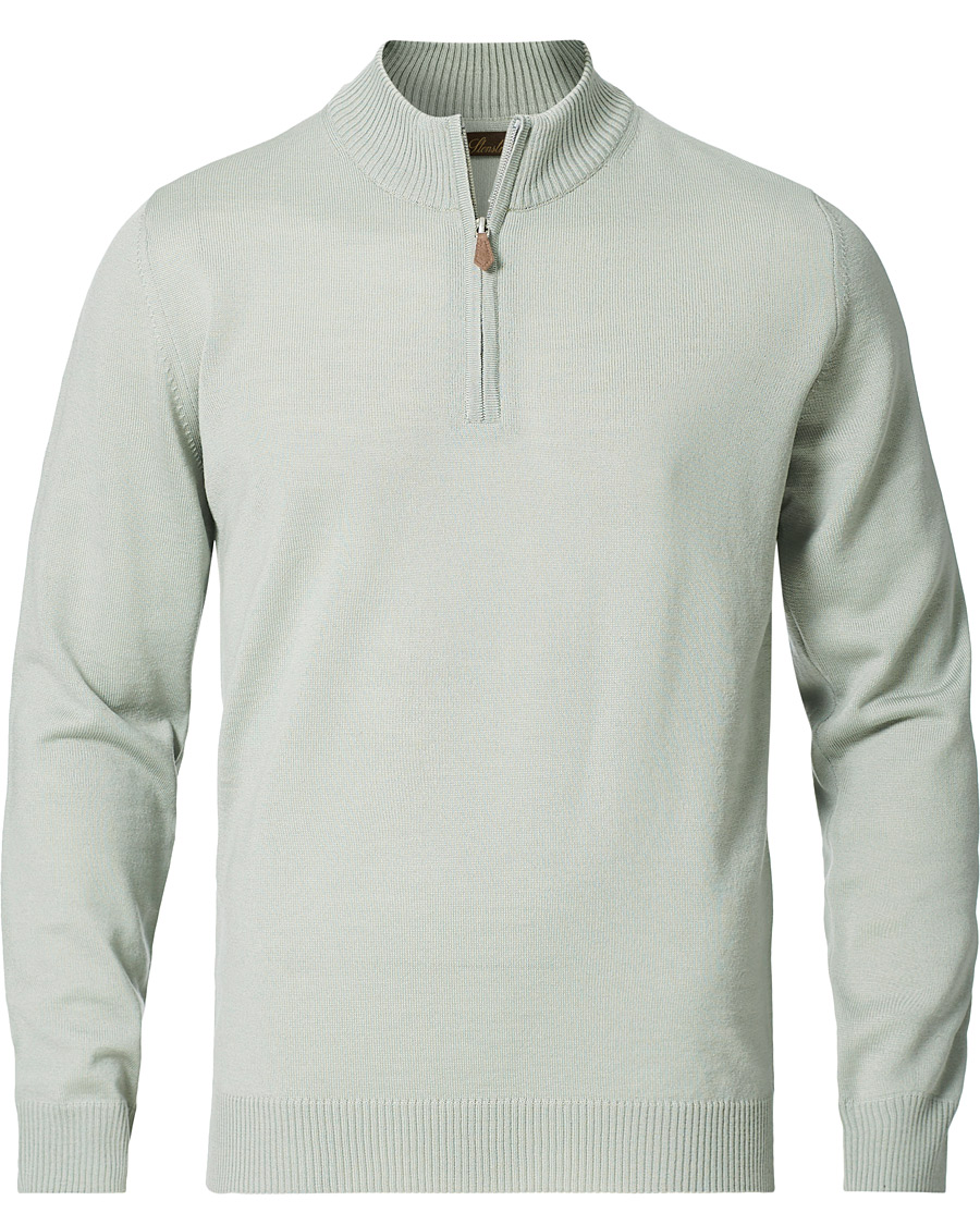 Men | Sweaters & Knitwear | Stenströms | Merino Half Zip Pistachio