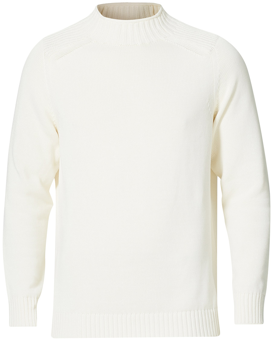 Men | Sweaters & Knitwear | Stenströms | Cotton Mock Neck Sweater White
