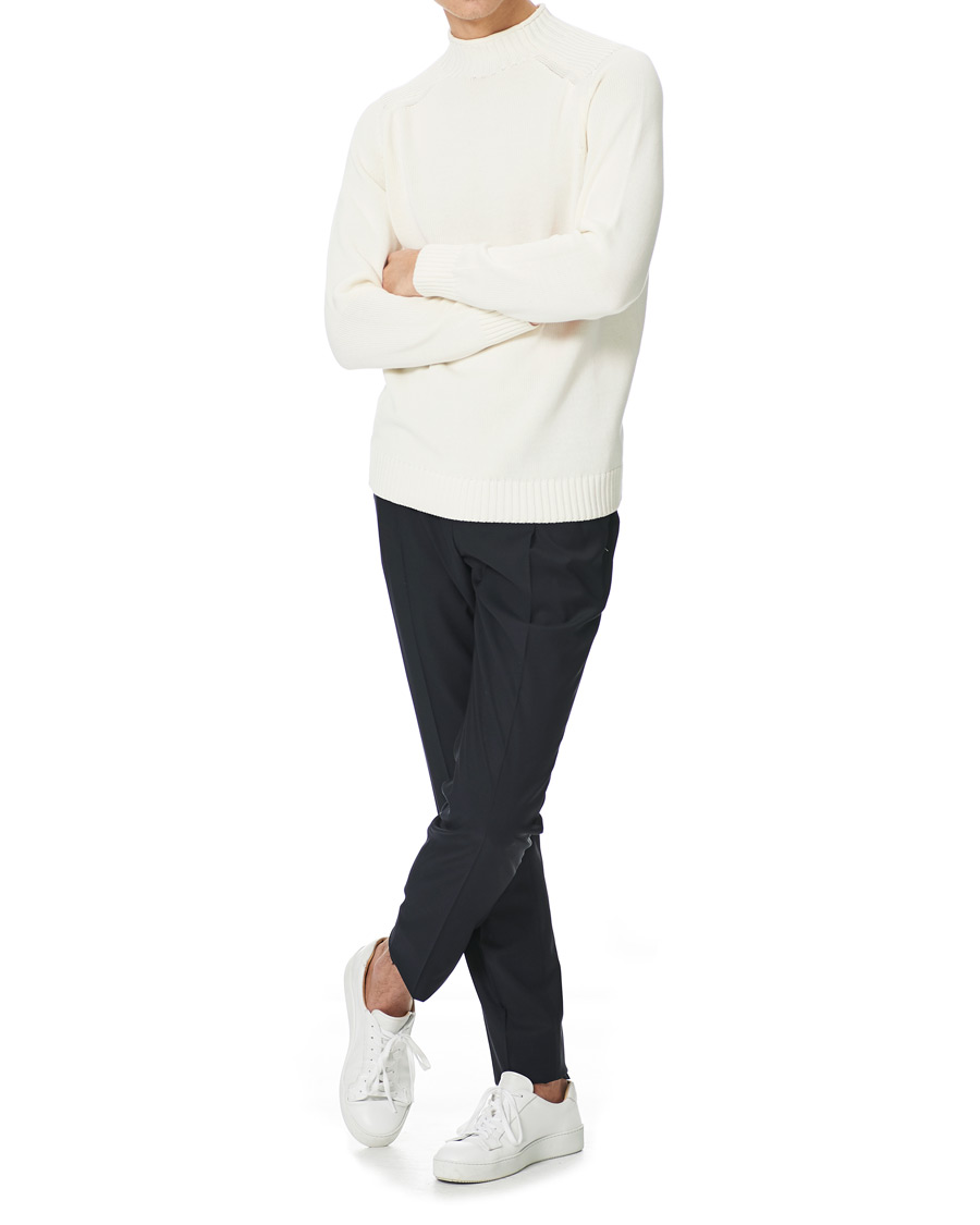 Men | Sweaters & Knitwear | Stenströms | Cotton Mock Neck Sweater White