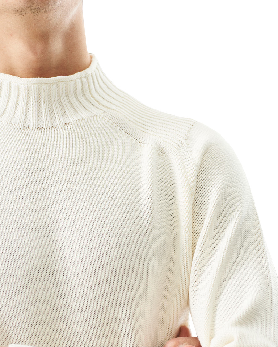 Men | Sweaters & Knitwear | Stenströms | Cotton Mock Neck Sweater White