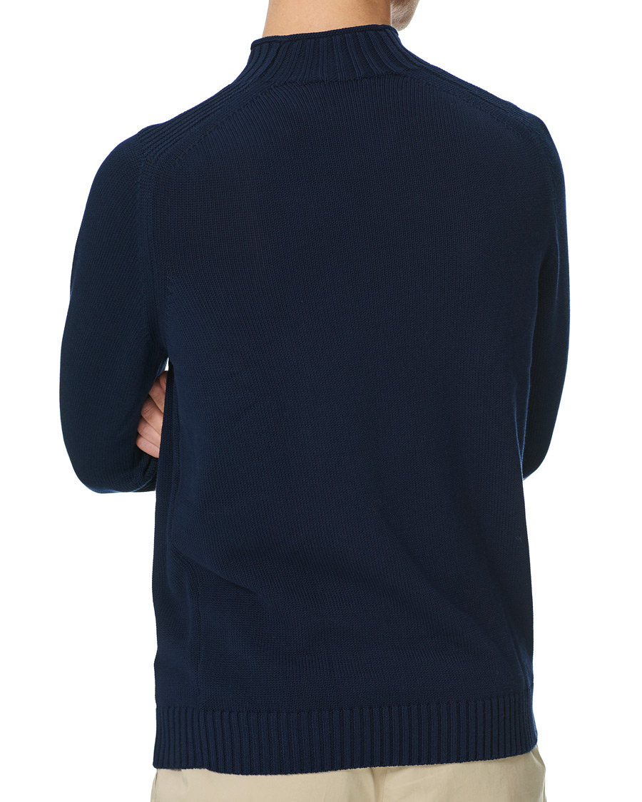 Men | Sweaters & Knitwear | Stenströms | Cotton Mock Neck Sweater Navy