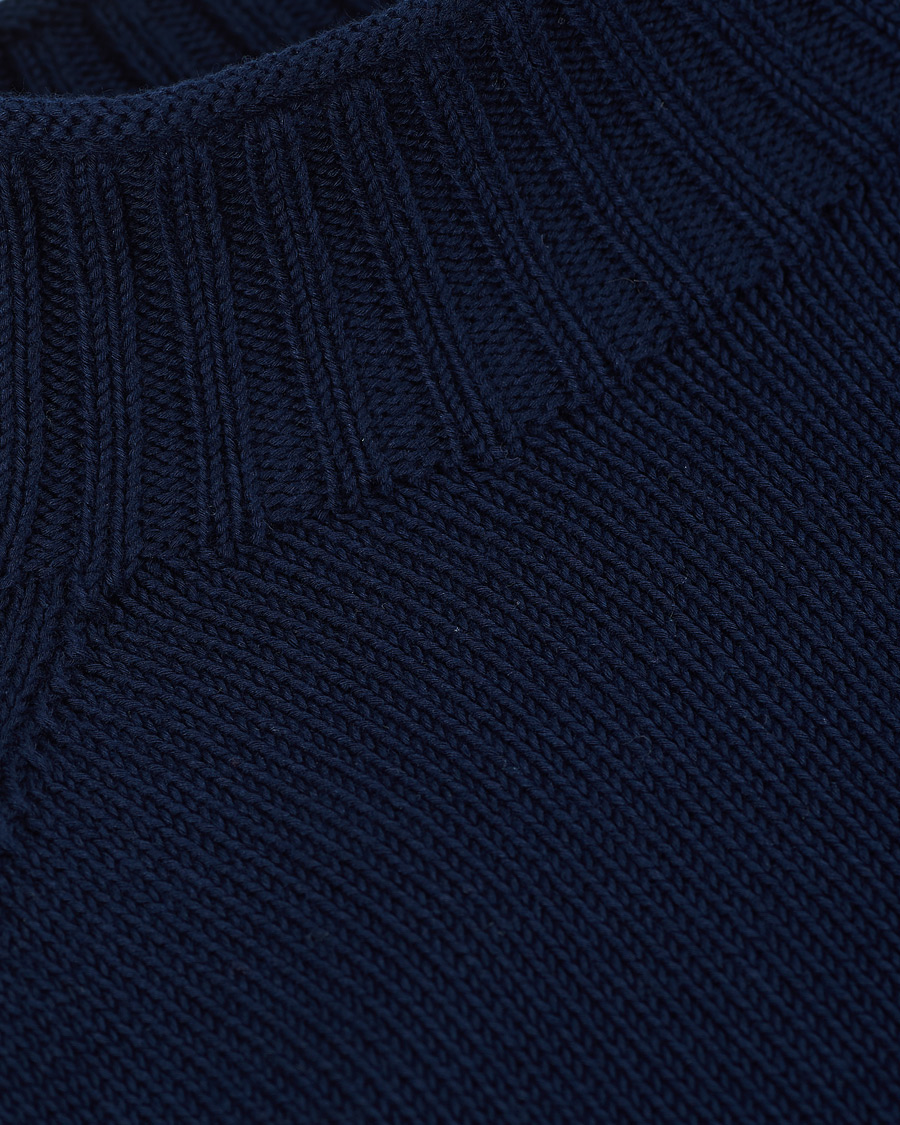Men | Sweaters & Knitwear | Stenströms | Cotton Mock Neck Sweater Navy