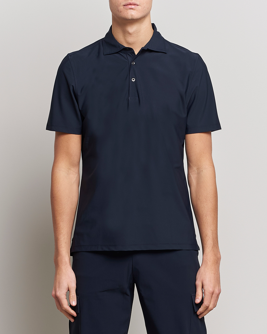 Men | Polo Shirts | Stenströms | Active Jersey Sport Polo Navy