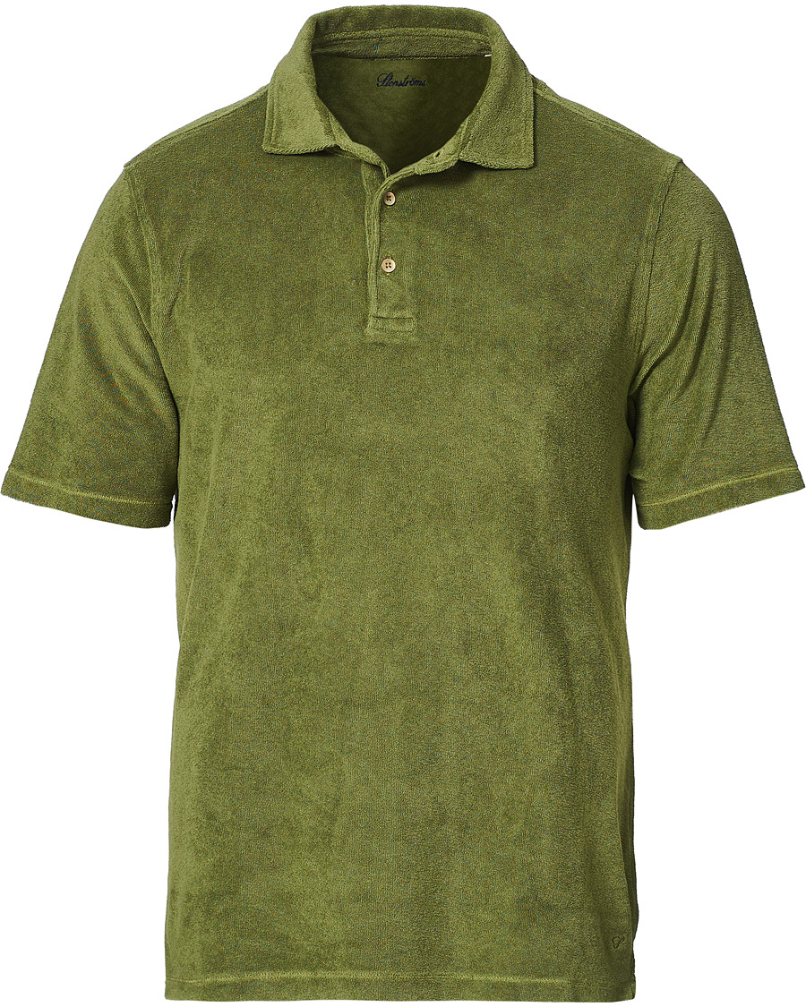 Men | Polo Shirts | Stenströms | Towelling Cotton Poloshirt Green
