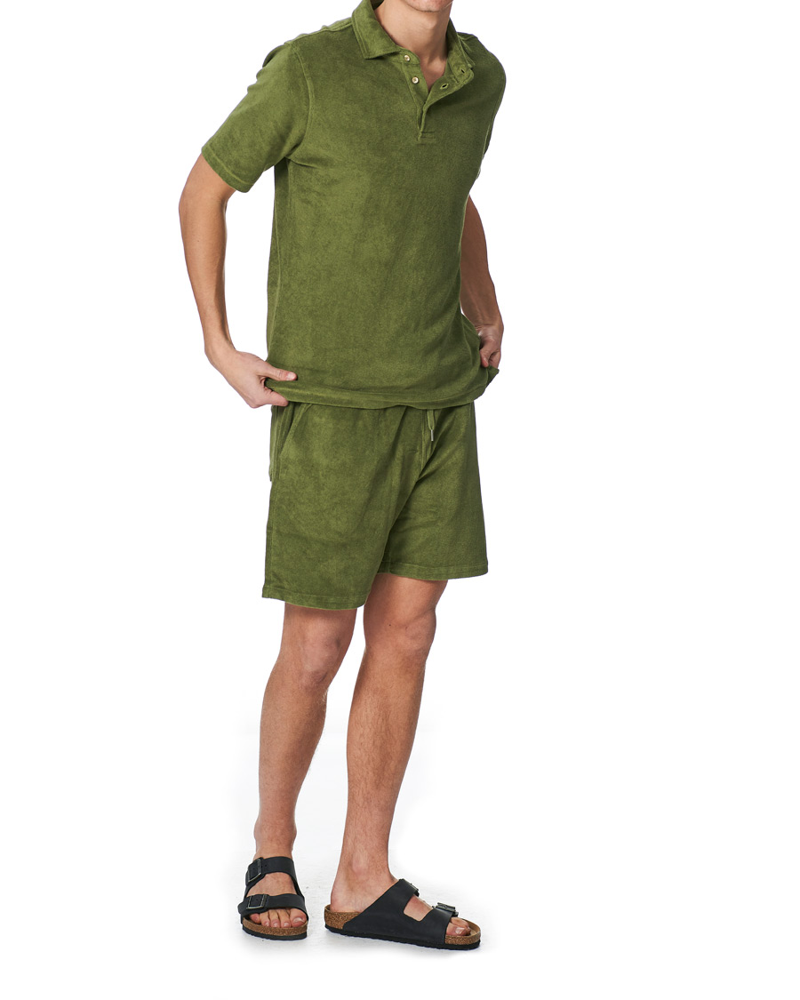 Men | Polo Shirts | Stenströms | Towelling Cotton Poloshirt Green
