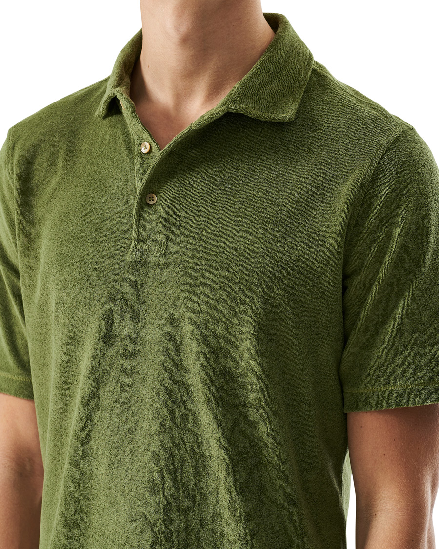 Men | Polo Shirts | Stenströms | Towelling Cotton Poloshirt Green