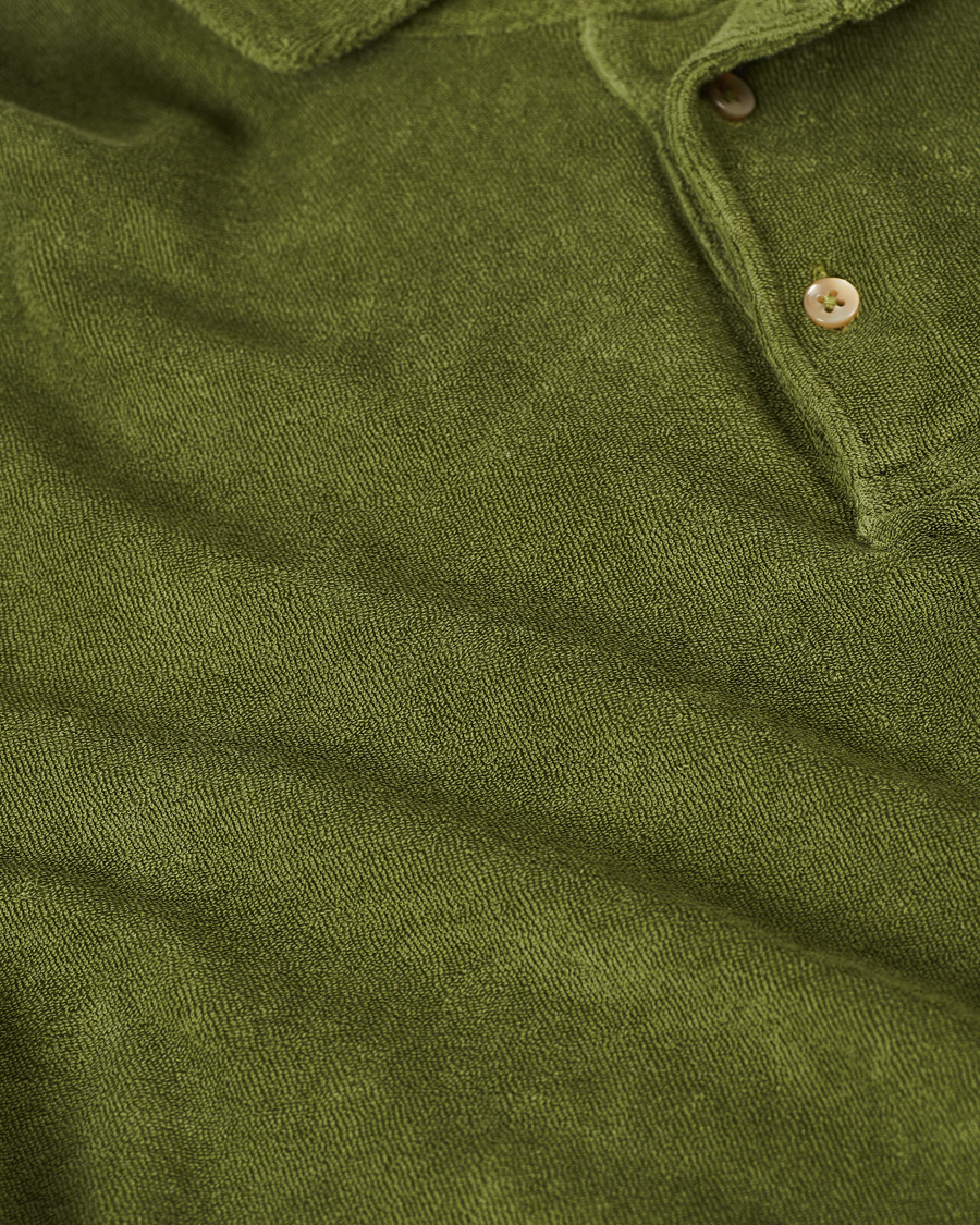 Men | Polo Shirts | Stenströms | Towelling Cotton Poloshirt Green