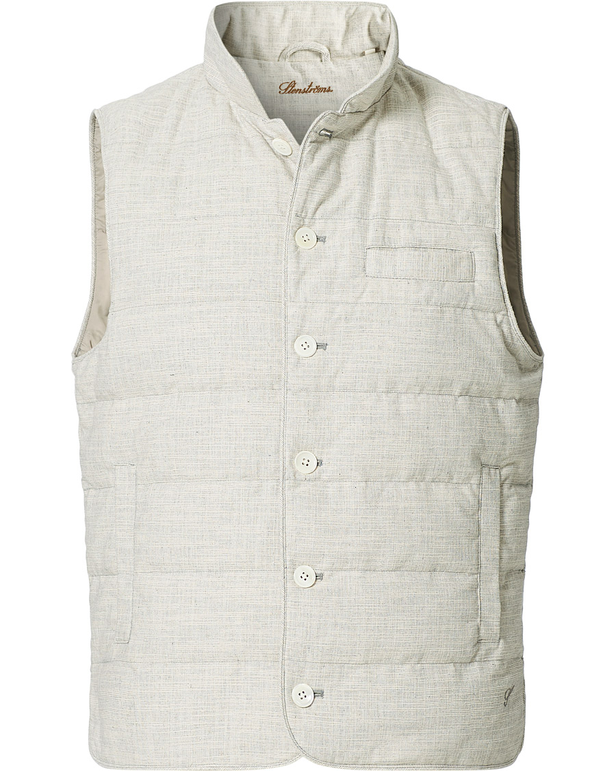 Men | Coats & Jackets | Stenströms | Quilted Cotton Linen Vest Grey