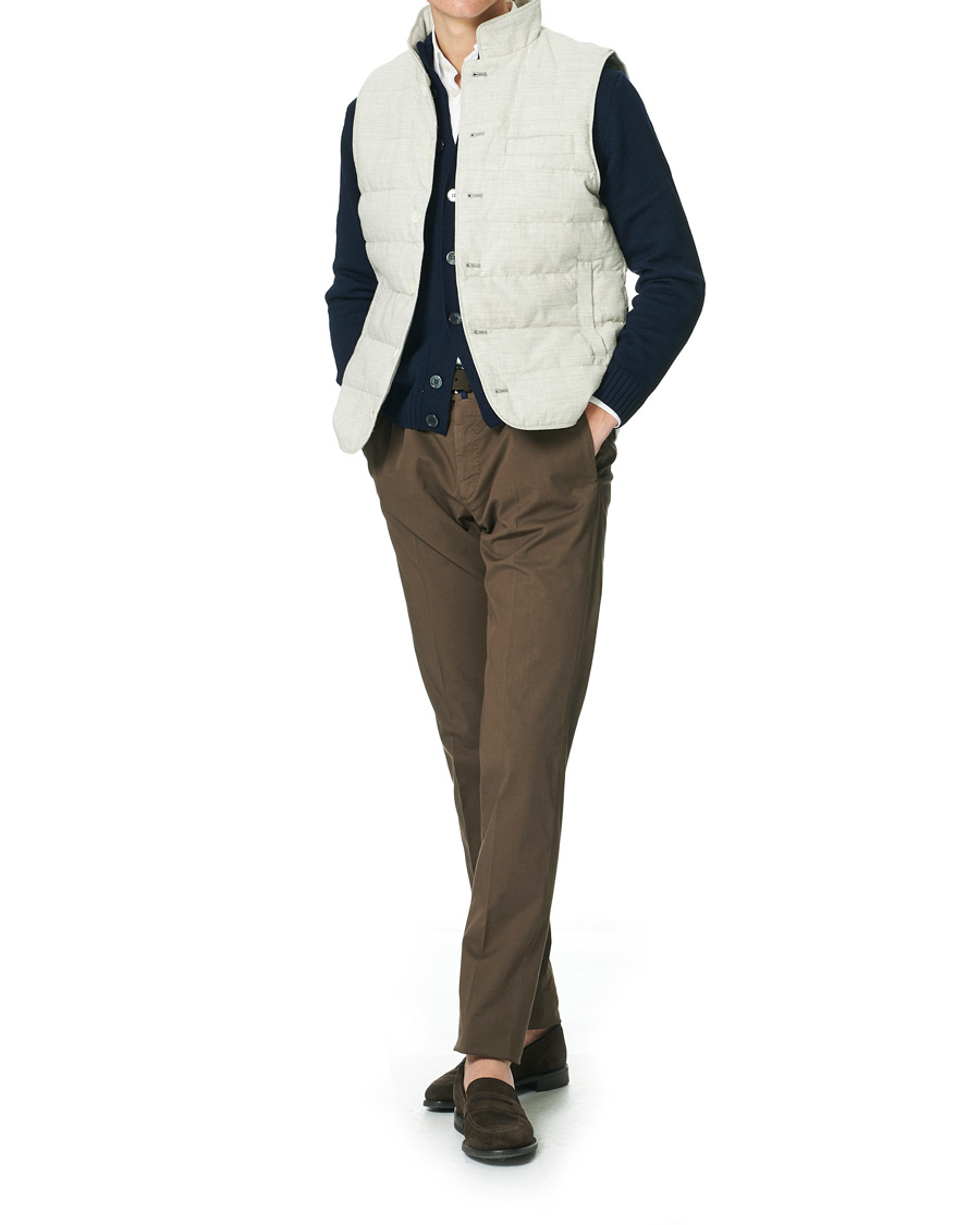 Men | Coats & Jackets | Stenströms | Quilted Cotton Linen Vest Grey