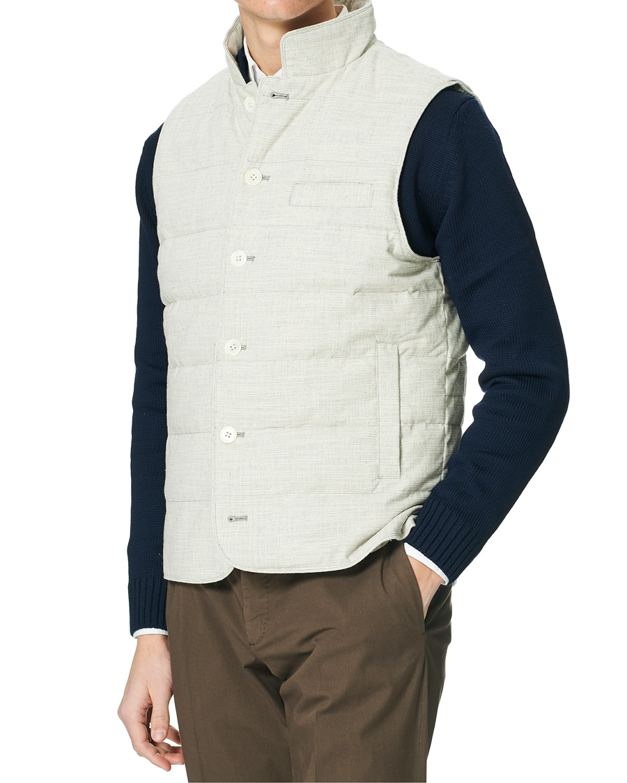 Men | Coats & Jackets | Stenströms | Quilted Cotton Linen Vest Grey